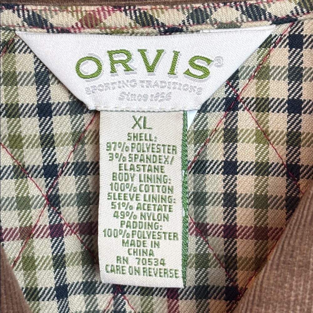VTG Orvis Women's XL Diamond Quilted Barn Chore Coat Jacket Red Plaid Lining - Picture 8 of 9